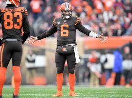 Cleveland Browns starting quarterback Baker Mayfield will moss Monday night’s game against the Las Vegas Raiders after he failed to clear COVID-19 health and safety protocols. (Image: Jason Miller/Getty)
