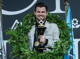 Magnus Carlsen won his fifth World Chess Championship on Friday, beating Ian Nepomniachtchi by a final score of 7.5-3.5. (Image: Maria Emelianova/Chess.com)
