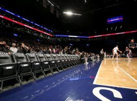 Empty courtside seats during a recent Brooklyn Nets game against the Orlando Magic at Barclay’s Center. (Image: Brad Penner/Getty)