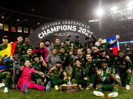 Portland Timbers celebrated winning the West for a thrid time thanks to their 2-0 triumph over Real Salt Lake. (Image; TimbersFC)