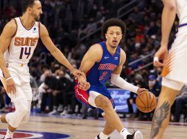 Rookie Cade Cunningham from the Detroit Pistons drives to the basket against the Phoenix Suns. (Image: Ben Campbell/USA Today Sports)