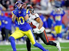 LA Rams wide receiver Cooper Kupp hauls in a catch late in the fourth quarter against the Tampa Bay Bucs in the NFC Divisional Round. (Image: Nathan Ray Seebeck/USA Today Sports)