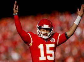 Patrick Mahomes from the Kansas City Chiefs celebrates a touchdown in a blowout against the Las Vegas Raiders in Week 14. (Image: Getty)
