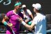 Rafael Nadal (left) beat Denis Shapovalov (right) in five sets in their Australian Open quarterfinal, despite complaints from Shapovalov that Nadal receives special treatment. (Image: Aaron Francis/AFP/Getty)
