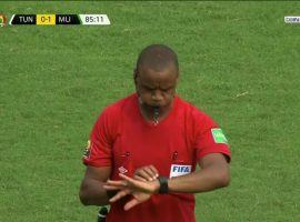 Zambian referee Janny Sikazwe first attempted to end the game after 85 minutes. (Image: beINsports)