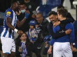 Sergio and Francisco Conceicao celebrated together after the 19-year-old netted the winner in Porto's 3-2 triumph over Estoril at the weekend. (Image: Twitter/aspor)