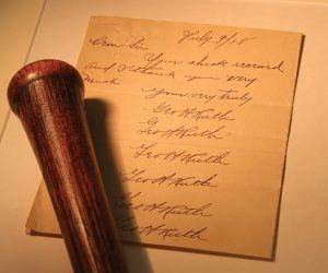 The MINT25 auction features a rare Babe Ruth bat contract.