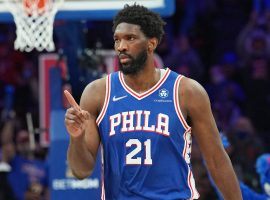 Joel Embiid from the Philadelphia 76ers unleashed a heater during the month of January, which is why he's the new betting favorite to win the MVP. (Image: Jesse D. Garrabrant/Getty)