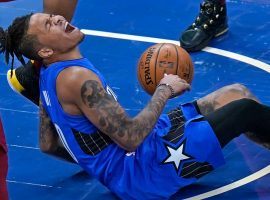 Markelle Fultz from the Orlando Magic screams in pain when he tore his ACL last season. (Image: USA Today Sports)