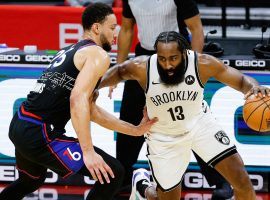 Ben Simmons defends James Harden last season, but the two players swapped teams in a huge trade between the Philadelphia 76ers and Brooklyn Nets. (Image: Getty)