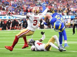 Tight end Tyler Higbee from the Los Angeles Rams suffers an MCL sprain against the San Francisco 49ers in the NFC Championship Game at SoFi Field in Inglewood, CA. (Image: Getty)