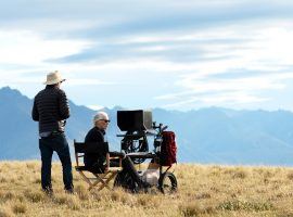 Jane Campion, director and screenwriter of "The Power of the Dog", sets up a shot on location in Montana. (Image: Netflix)