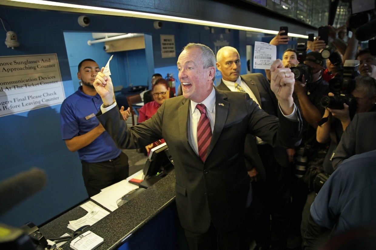 New Jersey Governor Phil Murphy places state's first legal sports bet.