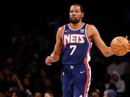 Kevin Durant from the Brooklyn Nets find themselves headed for the play-in tournament in the Eastern Conference playoff race. (Image: Getty)