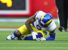 LA Rams wide receiver Odell Beckham, Jr withers in pain after he suffered an ACL knee injury in Super Bowl 56 at SoFi Stadium in Inglewood, CA. (Image: USA Today Sports)