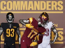 The Washington Commanders officially changed their name, logo, and uniforms today from the placeholder name of the Washington Football Team. (Image: Patrick Semansky/AP)