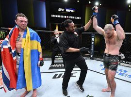 Sean Strickland (right) beat Jack Hermansson (left) at UFC Fight Night on Saturday, but one judgeâ€™s scorecard still caused controversy. (Image: Chris Unger/Zuffa)