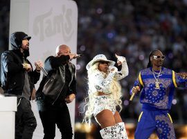 (Left to right) Eminem, Dr. Dre, Mary J. Blige and Snoop Dogg led a widely praised Super Bowl halftime show. (Image: Keith Birmingham/Getty)
