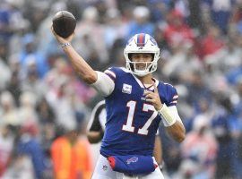 Josh Allen from the Buffalo Bills throws a pass in the freezing rain of Western New York. (Image: Getty)