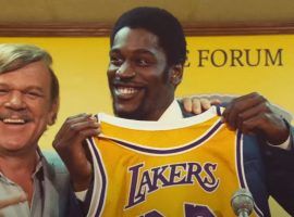 Dr. Jerry Buss (John C. Reilly) and Magic Johnson (Quincy Isaiah) in the debut episode of the new series "Winning Time" about the rise of the LA Lakers on HBO. (Image: HBO)