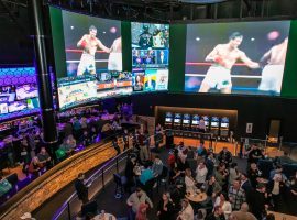 Mohegan Sun officially opened its new FanDuel Sportsbook on Saturday, unveiling an 11,000-square foot facility with a 140-foot video wall. (Image: Mohegan Sun)