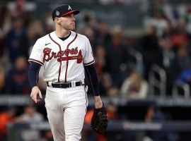 Freddie Freeman will be landing with a new team after the Atlanta Braves traded for Matt Olson on Monday. (Image: Elsa/Getty)
