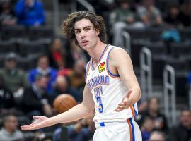 Aussie Josh Giddey has been a bright spot for the Oklahoma City Thunder this season, but he'll be sidelined for a couple of weeks with an injury. (Image: Nic Antaya/Getty)