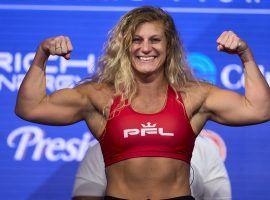 Kayla Harrison has signed another contract with PFL, though she also expects to fight top competition in the near future. (Image: PFL)