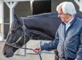 The late Medina Spirit and Bob Baffert the day after the 2021 Kentucky Derby. Baffert sued Churchill Downs this week seeking to have his ban overturned. (Image: Nellie Carlson)