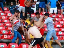 Queretaro's fans savagely attacked their rivals at Atlas during the game on Saturday. The match was abandoned with Atlas leading 1-0. (Image: Twitter/acueductoqro)