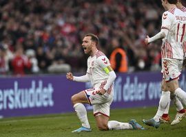 Christian Eriksen returned to play at the Parken Stadium in Copenhagen 290 days after suffering a cardiac arrest at the same ground. (Image: Twitter/dbulandshold)