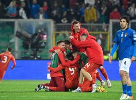 North Macedonia upset Italy and eliminated them from the World Cup playoffs. Trajkovski scored the only goal of the match in stoppage time. (Image: Twitter/euro2024)