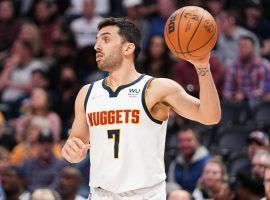 Facundo Campazzo from the Denver Nuggets will miss the first game of the playoffs after shoving Wayne Eillington in the final game of the regular season. (Image: Porter Lambert/Getty)