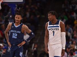 Ja Morant of the Memphis Grizzlies and Anthony Edwards from the Minnesota Timberwolves square off in the first round of the Western Conference playoffs. (Image: Getty)