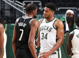 Kevin Durant from the Brooklyn Nets and Giannis â€˜Greek Freakâ€™ Antetokounmpo of the Milwaukee Bucks met in last yearâ€™s Eastern Conference Semifinals. (Image: Gary Dineen/Getty)