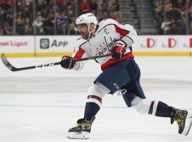 Alex Ovechkin scored twice on Wednesday to reach the 50-goal mark for a record-tying ninth time in his career. (Image: Zak Krill/NHL/Getty)