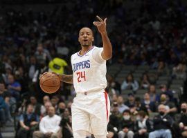 Norman Powell from the LA Clippers calls out a play during one of the only three games he played in February before his foot injury. (Image: Getty)