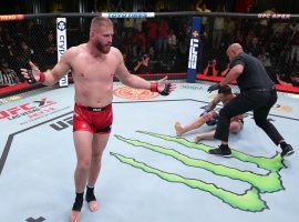 n Blachowicz (left) defeated Alexsandar Rakic (right) after Rakic suffered an ACL tear in the third round of their Saturday fight. (Image: Jeff Bottari/Zuffa)