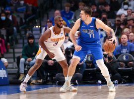 Chris Paul from the Phoenix Suns defends Luka Doncic of the Dallas Mavs, but the two meet in a tough Western Conference Semifinals series. (Image: Donald Becker/Getty)