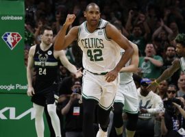 Al Horford (42) and Marcus Smart (36) will not play for the Boston Celtics in Game 1 against the Miami Heat at the start of the Eastern Conference Finals. (Image: Winslow Townson/USA Today Sports)
