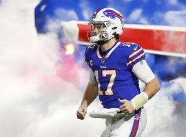 Josh Allen from the Buffalo Bills takes the field after players introductions at Orchard Park in 2021. (Image: Jeffrey T. Barnes/AP)