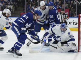 The Toronto Maple Leafs will try to eliminate the Tampa Bay Lightning from the Stanley Cup Playoffs in Game 6 of their first-round series on Thursday. (Image: Nathan Denette/Canadian Press/AP)