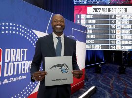 Jamahl Mosley, the head coach of the Orlando Magic, is all smiles after the Magic hit the lottery by securing the #1 pick in the 2022 NBA Draft. (Image: Getty)