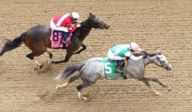 Before the Breeders' Cup Dirt Dozen program was announced, Obligatory (5) captured the first race of the new incentive-based program: the Derby City Distaff. (Image: Coady Photography)
