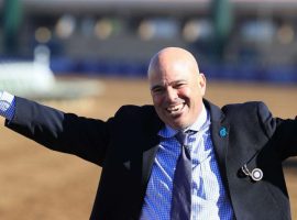 Trainer Peter Miller, seen here at Del Mar last summer, returns after a six-month hiatus from training Sunday. The embattled trainer insists his break from the barn was a personal decision and not the result of a spate of deaths in his barn. (Image: Benoit Photo)