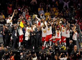 The Toronto Raptors celebrate winning the 2019 NBA Championship after defeating the Golden State Warriors (Credit: Kyle Terada-USA TODAY Sports)