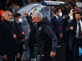 Jose Mourinho couldn't hold back tears after AS Roma qualified for the final of the Conference League. (Image: Twitter/sc_espn)