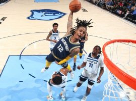 Ja Morant from the Memphis Grizzlies takes flight against the Minnesota Timberwolves in the first round of the 2022 NBA Playoffs. (Image: Porter Lambert/Getty)