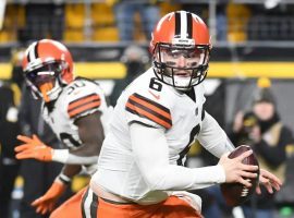 Cleveland Browns quarterback Baker Mayfield rolls out for a pass last season. (Image: Getty)