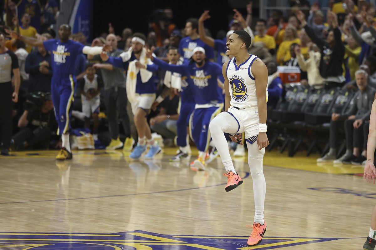 Jordan Poole Golden State Warriors NBA Finals Game 2 Boston Celtics halfcourt buzzer beater